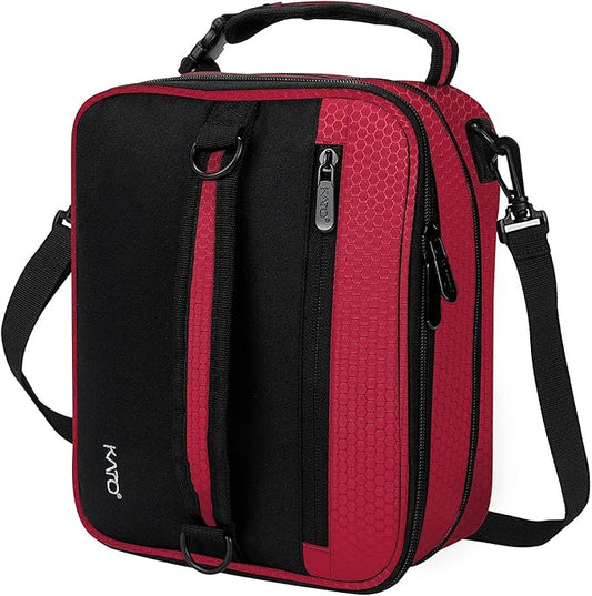 Expandable Insulated Lunch Bag, Leakproof Flat Lunch Cooler Tote with Shoulder Strap for Men and Women, Suitable for Work & Office, Red