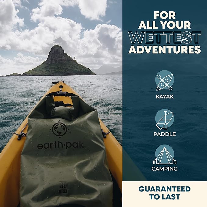 Earth Pak Waterproof Orginal 10L Dry Bag & 35L Summit Backpack - Waterproof Backpack Keeps Gear Dry for Boating, Camping, Fishing