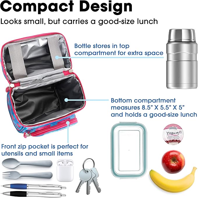 J World Corey Kids Lunch Bag. Insulated Lunch-Box for Boys Girls, Nordic