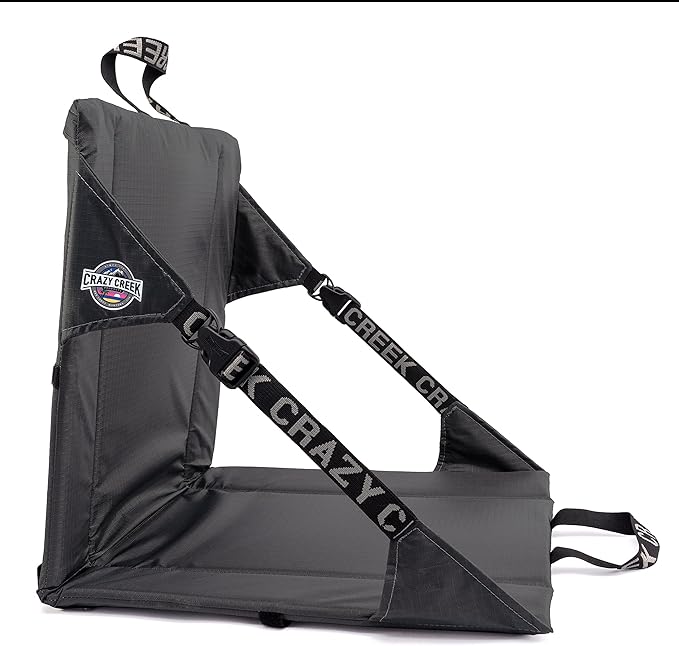 Crazy Creek Original Chair Perfect for Stadium Seats, Camping, Hiking & More, Comfort On All Terrains, Adjustable Straps, Lightweight Design, Water-Resistant, Slate