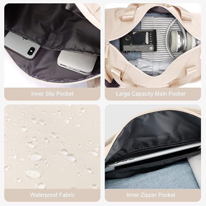 Gym Bag for Women Mens with Wet & Shoe Compartment,Small Duffle Bag for Travel Sport Gym Tote Bags Workout Bag Overnight Weekender Bag Carry on Travel Bag White