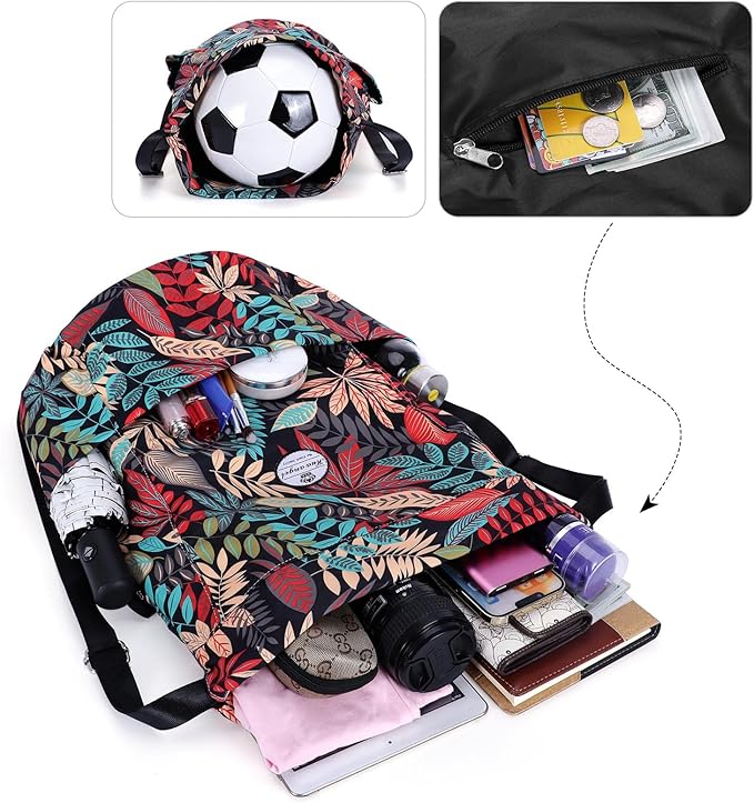 HUA ANGEL Floral Print Drawstring Bag - Lightweight Waterproof Cinch Sackpack with Side Pocket for Men & Women Travel Gym Bag