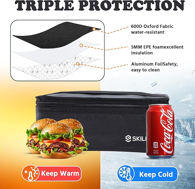 Cooler Bag - Small Insulated Lunch Bag for Adults, Women, Men - Leakproof Picnic Tote for Camping, Travel, Meal Prep - Bento Box