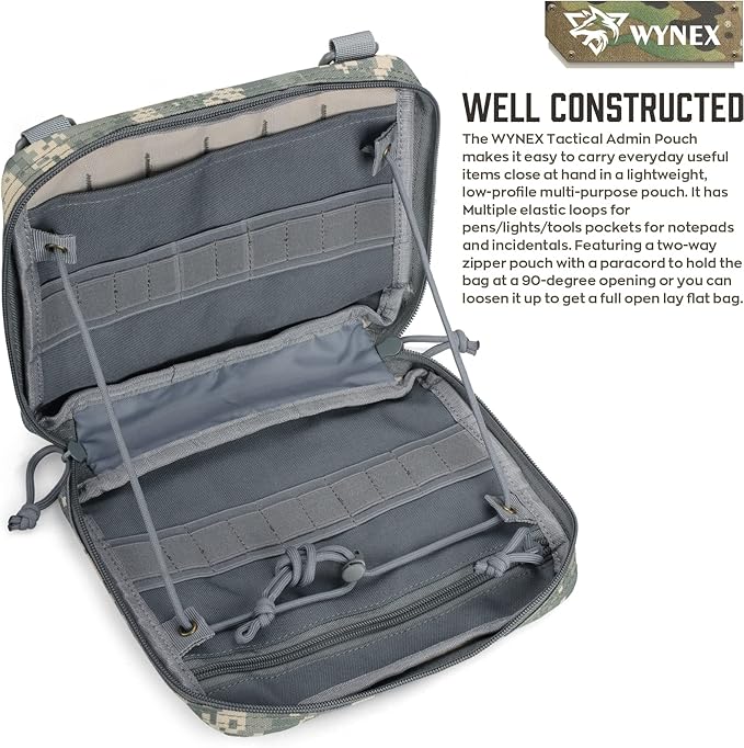 WYNEX Tactical Admin Molle Pouch, Medical EDC EMT Utility Bag Shell Design Attachment Pouches 1000D Nylon Hiking Belt Bags