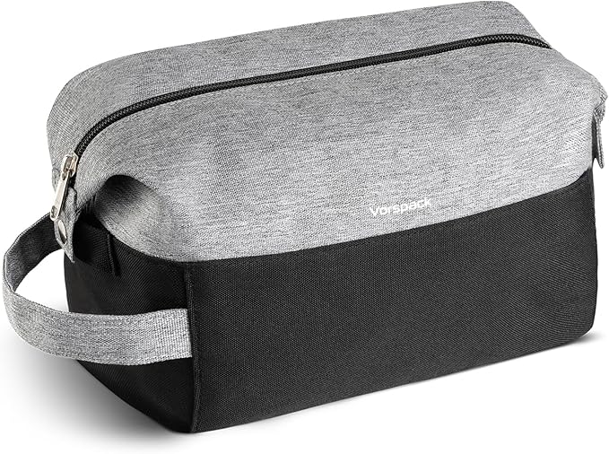 Vorspack Travel Toiletry Bag for Men - Large Mens Toiletry Travel Bag Water Resistant Dopp Kit Shaving Bag for Skincare Toiletries Bathroom Gifts - Black