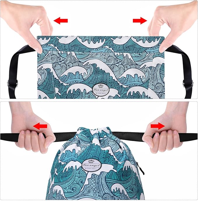 HUA ANGEL Floral Print Drawstring Bag - Lightweight Waterproof Cinch Sackpack with Side Pocket for Men & Women Travel Gym Bag