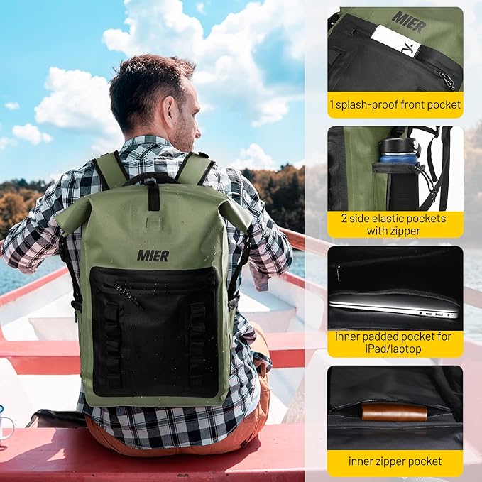 MIER Dry Bag Waterproof Backpack 30L Dry Sack Heavy Duty Roll-Top Closure for Kayaking, Beach, Boating, Swimming, Surfing