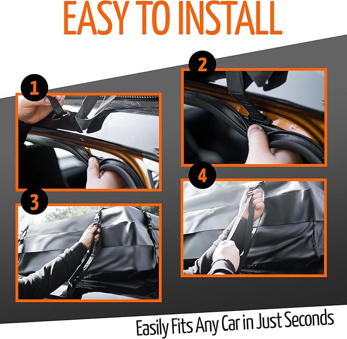 ZONETECH Car Roof Cargo Bag Water Resistant with a Protective Anti Slip Mat – 8 Reinforced Premium Quality Straps Rubberized Extra Cushioning Pad, Travel, Touring, Road Trips for Vehicle, SUV