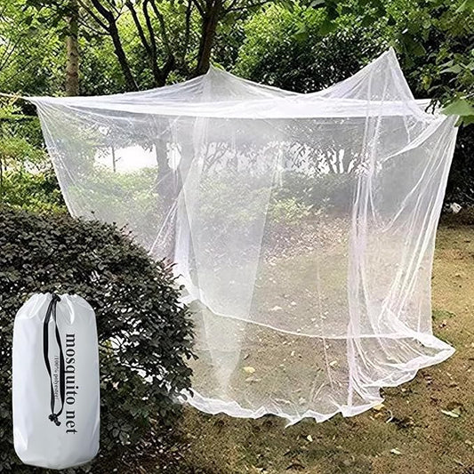 Outdoor Camping Mosquito Net, Large Size White Mesh Insect Netting with Storage Bag for Camping, Picnic, Outdoor Trips (One-Opening 83"x79"x71")