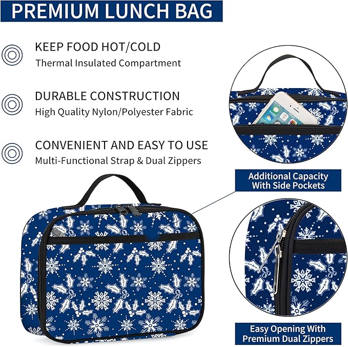 rickyh style Lunch Box with Padded Liner, Spacious Insulated Lunch Bag Durable Thermal Lunch Cooler Pack with Strap for Men Women Boys Girls Adults School Sports Beach Picnic Work Camp,2 Pocket