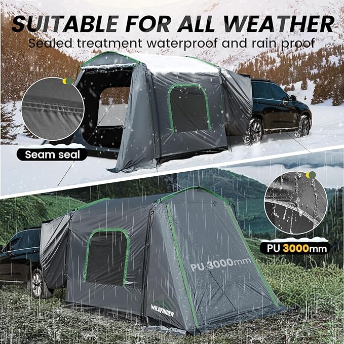 SUV Tent, 5-9 Person Rectangle Car Tent for Family, Waterproof & Windproof for Car Camping, Large Camping Tents with Storage Bag, SUV, Van, Jeep, Pickup 8FT L x 10.6FT W x 7.2FT H