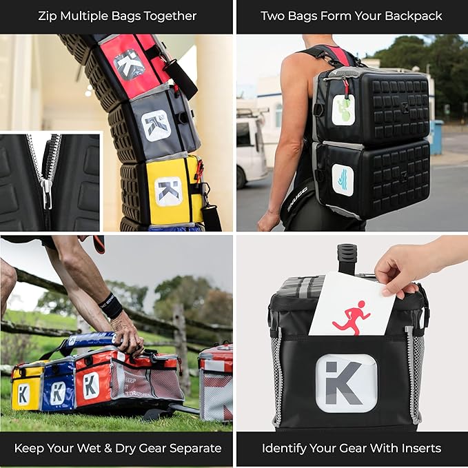 KITBRIX Gym Bag, Duffel Bag, Personal Item Travel Bag - Solid Waterproof Base - Built for Wet, Muddy Gear - Multi-Use Swim Bag, Soccer Bag, Wrestling Bag, Camping Bag, Triathlon Transition Bag