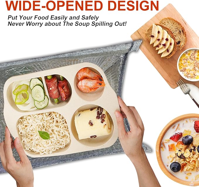 Mziart Minimalist Lunch Bag, Reusable Insulated Lunch Bag for Women Men Lunch Box Container Leakproof Simple Bento Lunch Tote Adults Lunch Cooler Bag for Work Office Picnic or Travel (Grey)