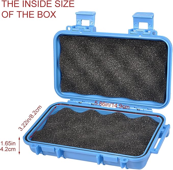Dry Storage Box, Shockproof Waterproof Box with 2 U‑Shape Buckle, Plastic Storage Container for Cameras, Phones, Camping, Fishing, Hiking(small-Blue)