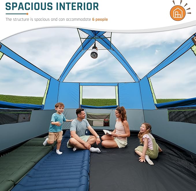 Tents for Camping 6/10 Person Camping Tent with Screen Porch, Weatherproof Large Cabin Tent with Rainfly and Carry Bag, Family Tent for Outdoor Camping and Backyard
