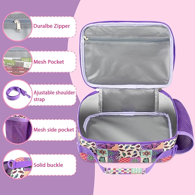 RLGPBON Kids Lunch Box for Girls Lunch Bag Insulated Durable Lunch Box Children Lunch Tote Bag for School