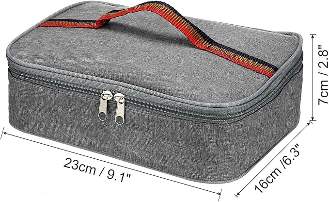 PATIKIL 9"x6"x3" Insulated Lunch Bags, Portable Food Containers Bag Flat Bento Bags Reusable Thermal Lunch Pail for Men and Women, Grey