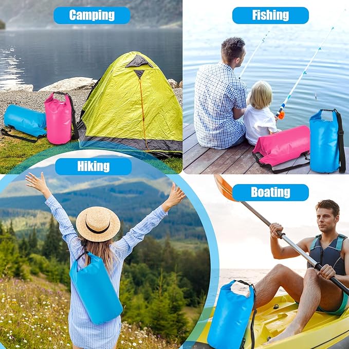 Aliceset 2 Pcs Waterproof Dry Bag 20L/10L Floating Dry Backpack Bags for Travel Pack Waterproof Backpack for Kayaking Rafting Boating Swimming Hiking Fishing(20 L)