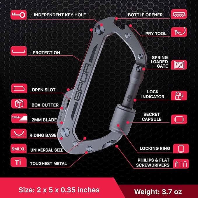 GPCA Carabiner Keychain Clip, Key Organizer, Key Ring, car Key Holder, Multi Tool EDC Gear with Bottle Opener