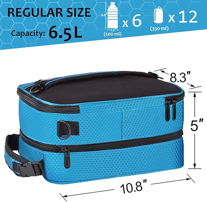 Expandable Insulated Lunch Bag, Leakproof Flat Lunch Cooler Tote with Shoulder Strap for Men and Women, Suitable for Work & Office Tirrinia, Blue