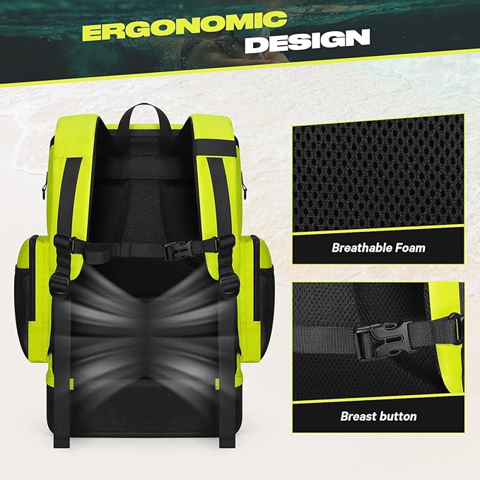 Maelstrom Swim Backpack,35L Swimming bag with Separate Shoes Compartment,Swim Gear Bag,Athlete Gym Rucksack for Men and Women