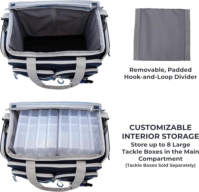 OSAGE RIVER Fishing Tackle Bag, Saltwater Fishing Gear Bag, Tackle Box Organizer with Waterproof Non-Slip Bottom, Padded Shoulder Strap, and Fishing Pliers, Fishing Gifts for Men