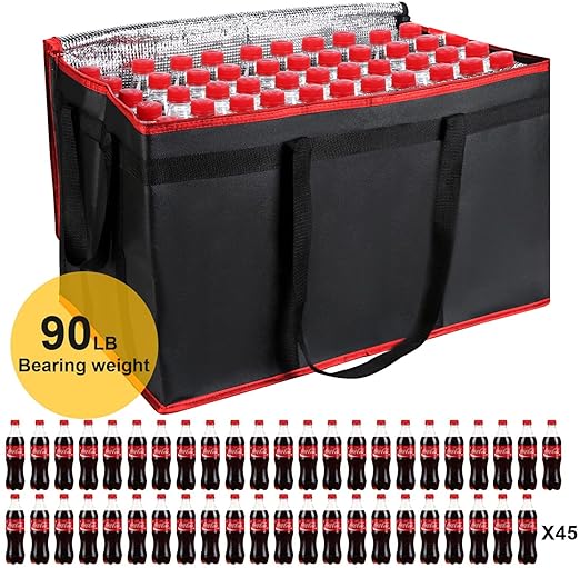 musbus For doordash catering bag 22x14x13 Black Red Insulated Food Delivery Bag Cooler Bags Keep Food Warm Catering Therma for doordash Catering Cooler BagsTherma Shopper hot XXXL 22w x 14 lx 13d