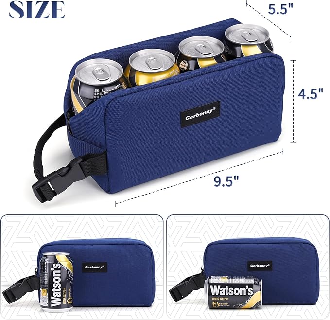 Cerbonny small lunch bag Freezable Lunch Bag for Work School Travel,Leak-proof Small Lunch Bag,Small Insulated Bag For Kids 3+/Adults,Freezer Lunch Bags,Freezable Snack Bag,Navy Blue（Larger size）