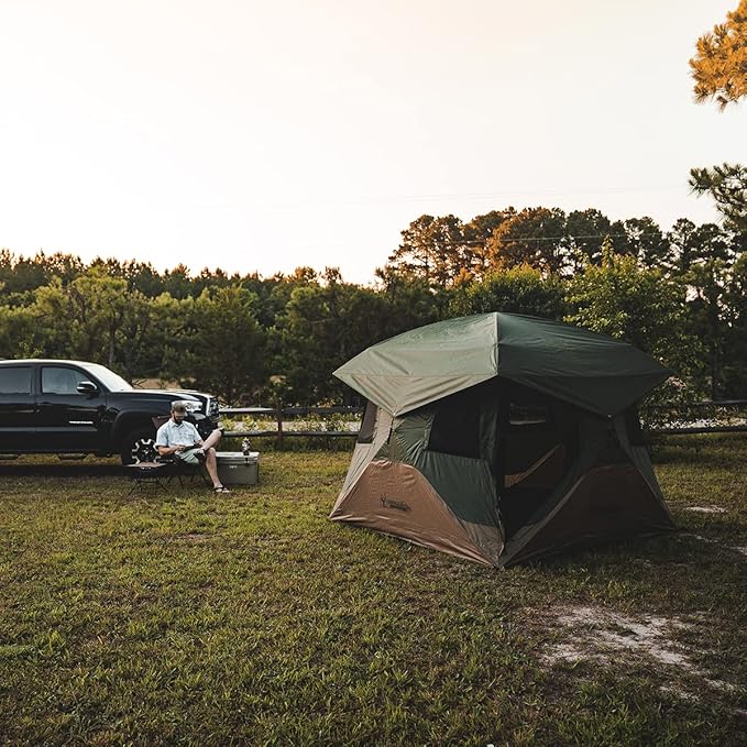Gazelle T4 Overland Edition GT401GR Pop-Up Portable Camping Hub Tent, Easy Instant Set up in 90 Seconds, Alpine Green/Moss, 4-Person, Family, Overlanding