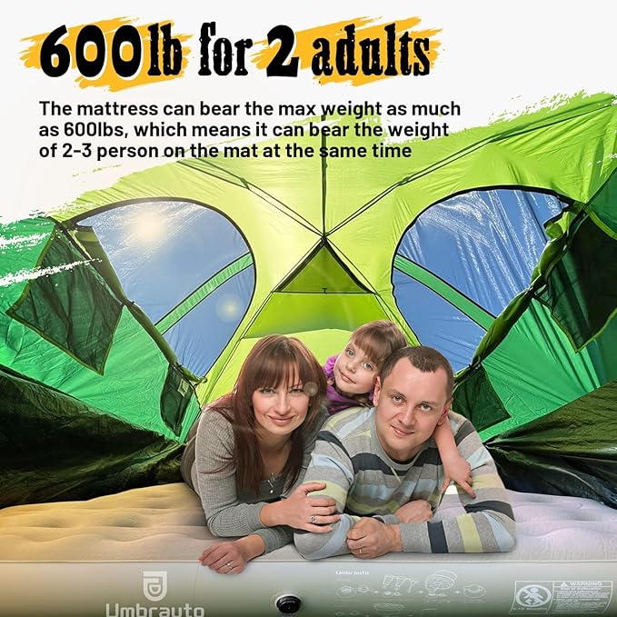 Umbrauto Air Mattress for 5.5-5.8ft Full Size Short Truck Bed, Flocking Surface Inflatable Airbed for Pickup Tent Camping, Sleeping Pad with Pump, Carry Bag