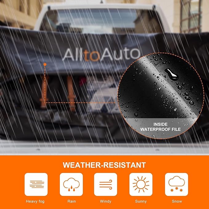 Truck Bed Cargo Bag with Cargo Net, 26 Cubic Feet (51''x40''x22''), 4'x6' Cargo Net Stretches to 8'x12', 100% Waterproof 600D Heavy Duty, Fits Any Truck Size, Convenient for Installation