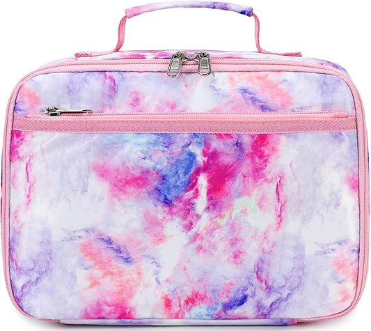 Kids Lunch Box Boys Girls Insulated Lunch Cooler Bag Reusable Lunch Tote Kit for School Travel (878 Galaxy-Purple)