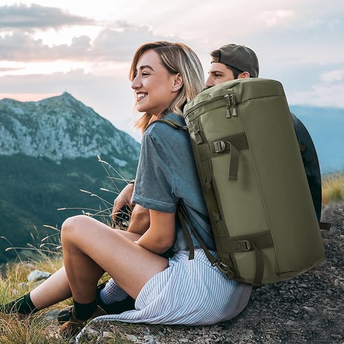 MIER Large Duffel Backpack Sports Gym Bag with Shoe Compartment, Heavy Duty and Water Resistant, Dark Green, 60L