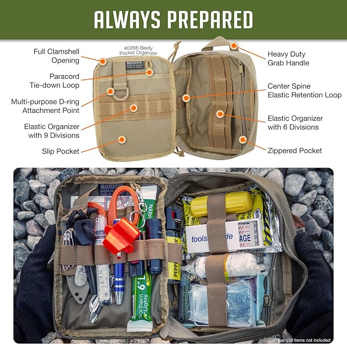 MAXPEDITION Beefy Pocket Organizer, Compact, MOLLE-Compatible, 1000D Nylon Tactical Pouch, Everyday Carry Tool and Gear Storage for Outdoor, Tactical, Survival, 0266