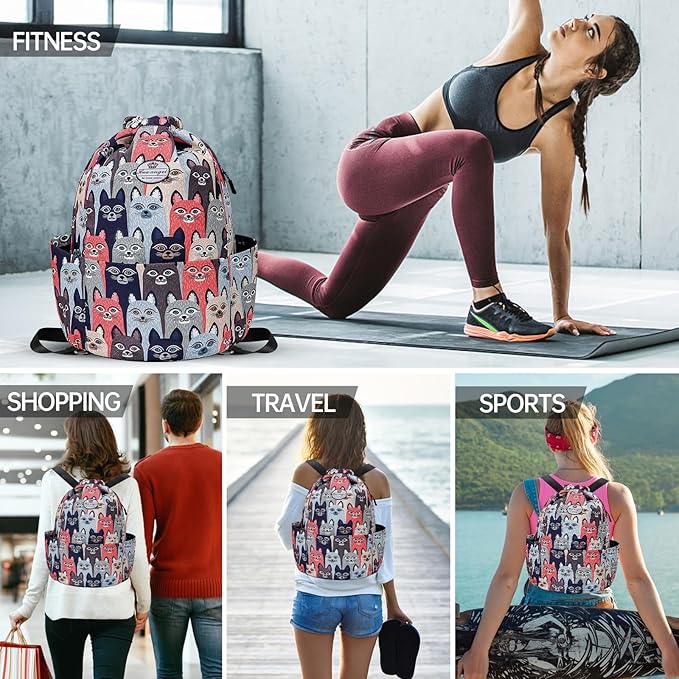 HUA ANGEL Floral Print Drawstring Bag - Lightweight Waterproof Cinch Sackpack with Side Pocket for Men & Women Travel Gym Bag