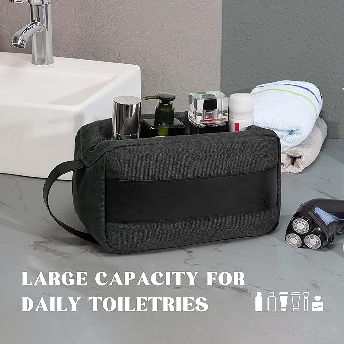 Vorspack Toiletry Bag for Men - Large Dopp Kit for Travel Water Resistant Travel Bag for Toiletries Accessories Lightweight Toiletries Bag - Grey