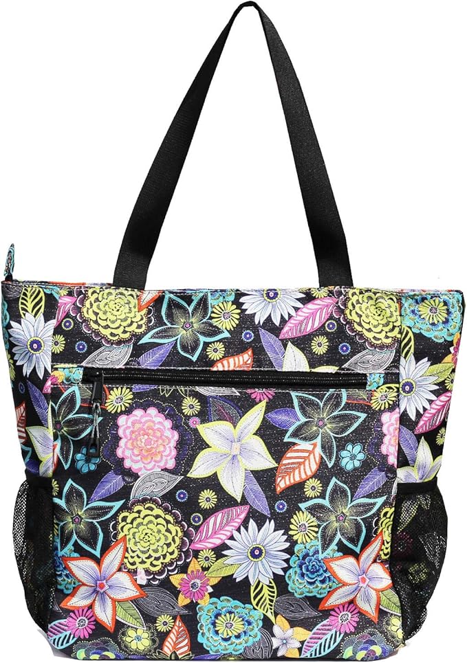 ESVAN Original Floral Water Resistant Large Tote Bag Shoulder Bag for Gym Beach Travel Daily Bags Upgraded