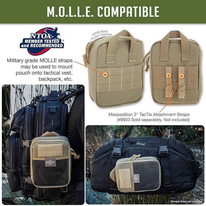 MAXPEDITION Beefy Pocket Organizer, Compact, MOLLE-Compatible, 1000D Nylon Tactical Pouch, Everyday Carry Tool and Gear Storage for Outdoor, Tactical, Survival, 0266