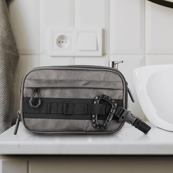 Fitdom Tactical Toiletry Bag Dopp Kit Case For Men. Perfect For Travel & Storage. Fits Large & Small Cosmetic Makeup, Clipper, Toothbrush, Shower, Shaving & Grooming Care. Best Overnight Organizer