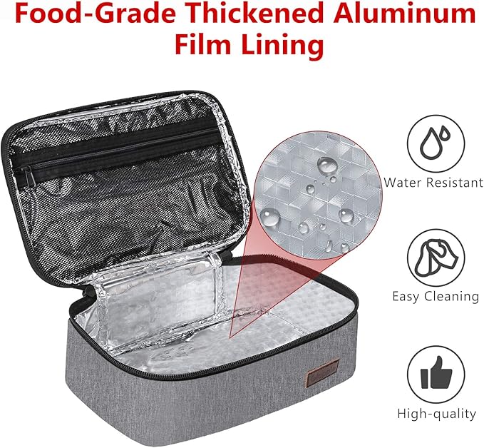 Gloppie Small Lunch Bag, Mini Lunch Box for Adults & Kids - CPC Certified, Food-Grade Lining | Portable Cooler for Work, School, Travel, (Grey)