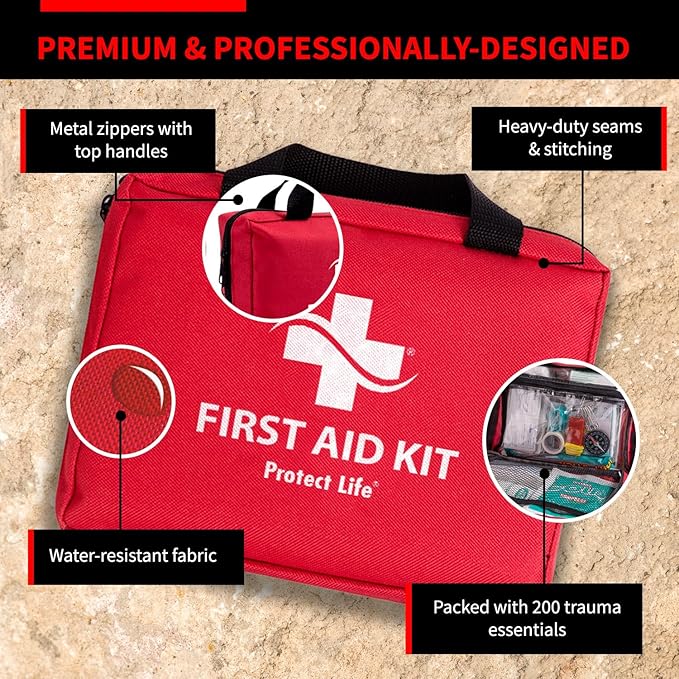 Protect Life Survival First Aid Kit for Home/Business, Camping Survival Kits | Mini Travel First Aid Kit | Camping Equipment | Small Kits for Car | Outdoor Emergency Survivals Pack