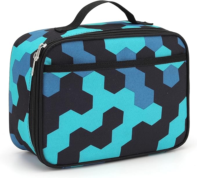 rickyh style Lunch Box with Padded Liner, Spacious Insulated Lunch Bag Durable Thermal Lunch Cooler Pack with Strap for Men Women Boys Girls Adults School Sports Beach Picnic Work,2 Pocket (LBLJLAN)