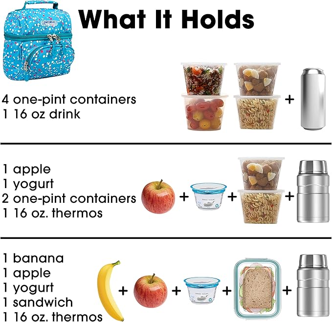 J World Corey Kids Lunch Bag. Insulated Lunch-Box for Boys Girls, Color Dots