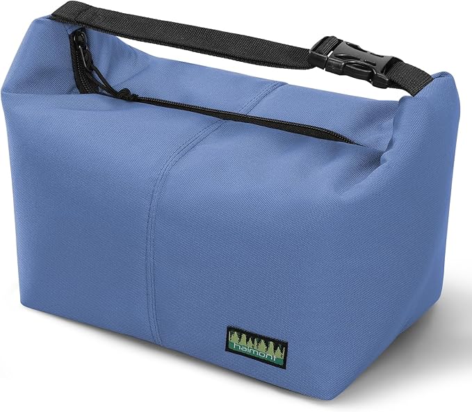 Haimont Small Lunch Cooler Bags for Work, Insulated Cooler Tote Lunchbag with Adjustable Buckle, Leakproof Soft Lunchbox for Outdoor, Daytrip, Camping, Blue