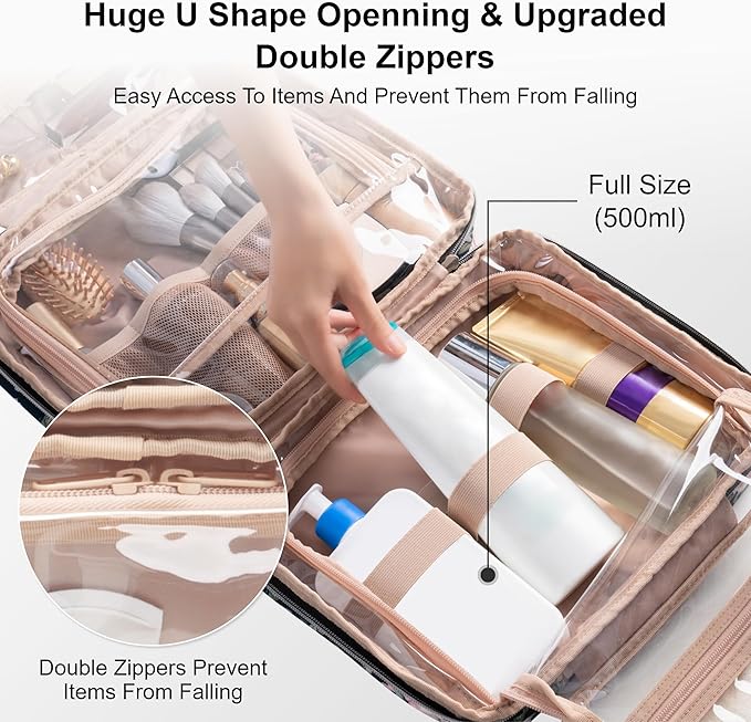 Everfun Hanging Travel Toiletry Bag for Women Traveling With Leakproof Compartment Makeup Cosmetic Organizer Dopp Kit Travel Accessories Essentials Must Have