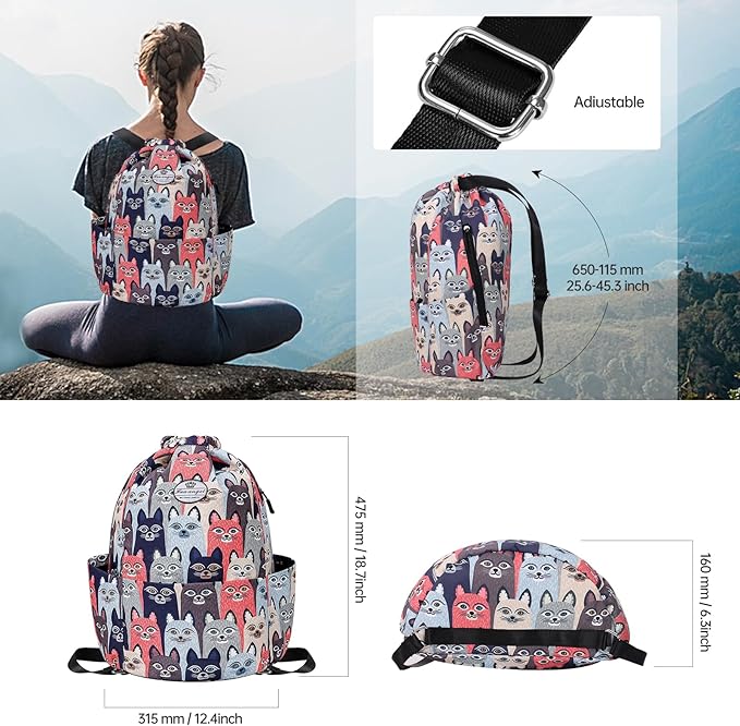 HUA ANGEL Floral Print Drawstring Bag - Lightweight Waterproof Cinch Sackpack with Side Pocket for Men & Women Travel Gym Bag