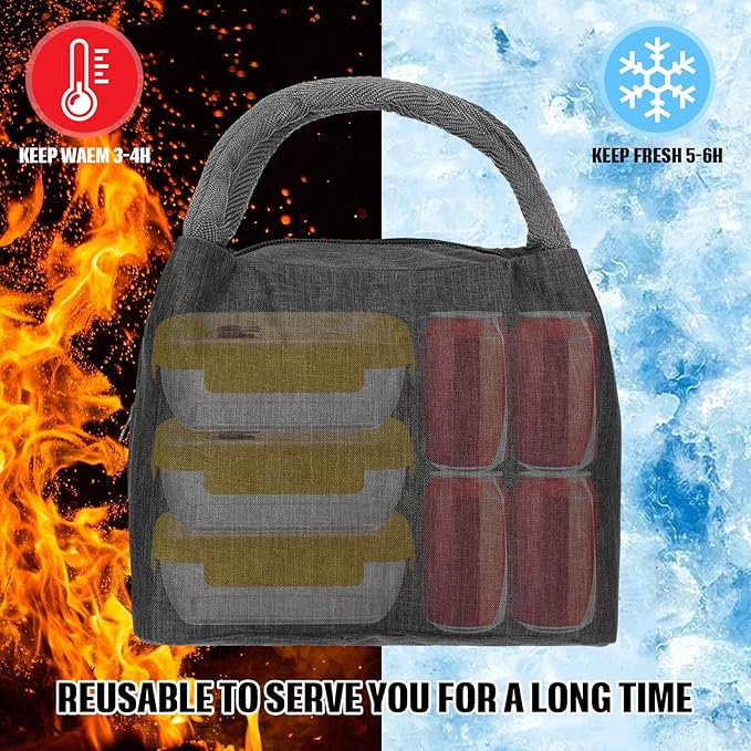 Chunful 12 Pcs Lunch Bags Bulk Insulated Reusable Lunch Bags Pouch with Aluminum for Women Adult School Office Work Employees