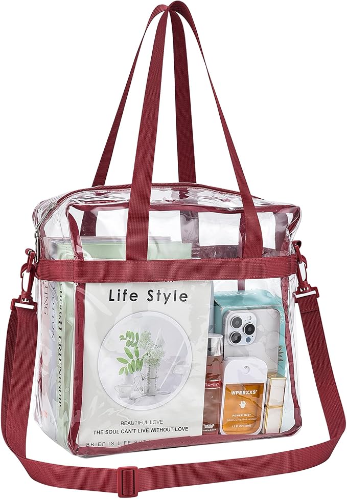 USPECLARE Clear Tote Stadium Approved, Security Travel & Gym Clear Bag for Work Sports Games Concerts