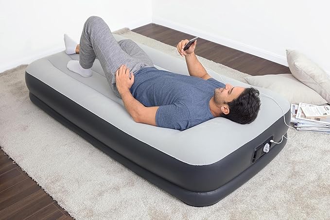 SleepLux Durable Inflatable Air Mattress with Built-in Pump, Pillow and USB Charger