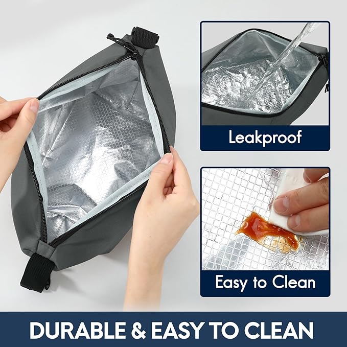 Haimont Lunch Tote Insulated Cooler Bags, Small Leakproof Lunchbox with Handle Buckle, Practical Food Medicine Meal Cooler, Keep Food Fresh, Grey